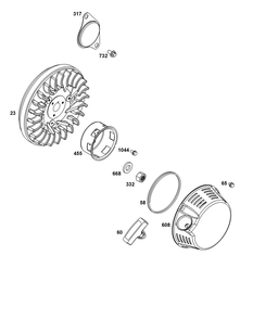 Flywheel, Ignition, And Starter Group Diagram and Parts List for 131D02-0003-01 100000 - 19Z999 Briggs and Stratton Engine